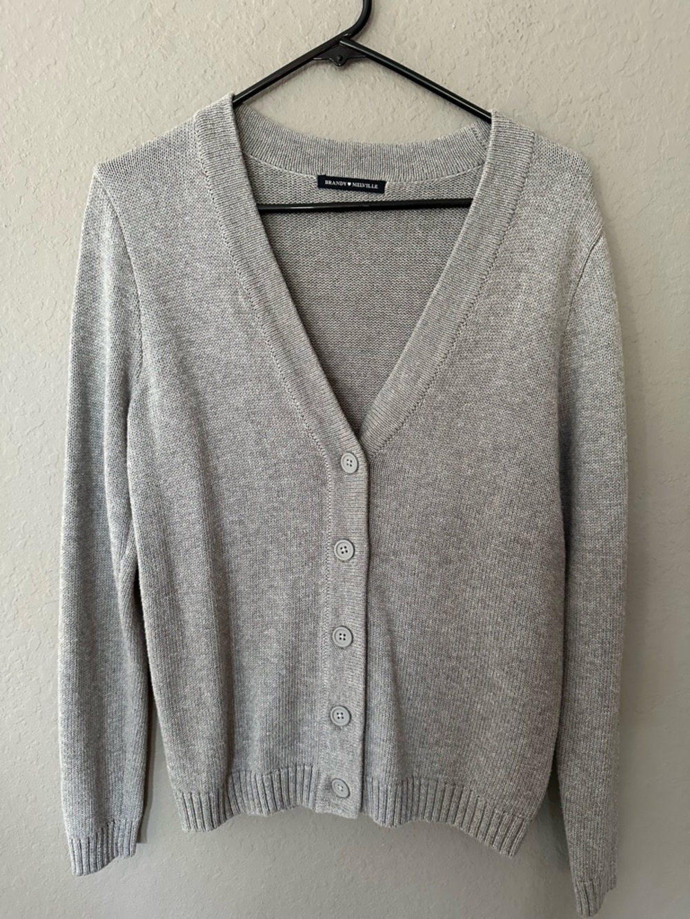 Brandy Melville Women's Cardigan Grey Acrylic Cotten Blend One Size Fits Most